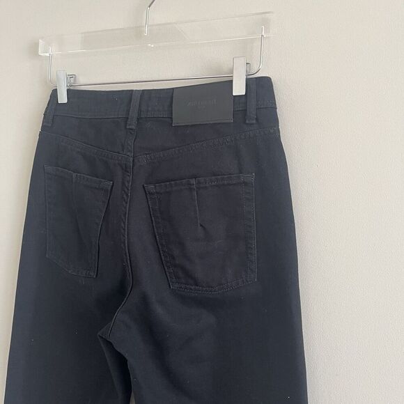 ZARA Wide Leg Jeans Womens 4 Black High Waist 100% Cotton Classic Minimalist - Picture 11 of 14